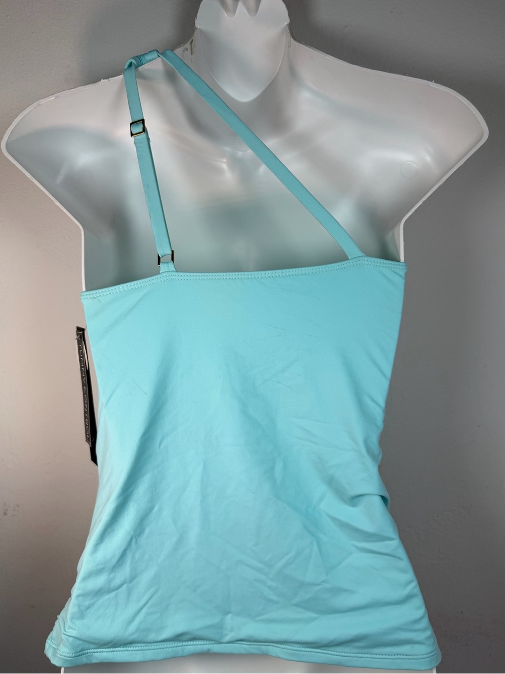 La Blanca Tankini Top Island Goddess Ruched One Shoulder Blue Tummy Control 4 - Picture 2 of 9